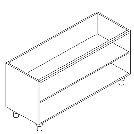 Schrank, offen, mit Zwischenbord, 1350x780 mm