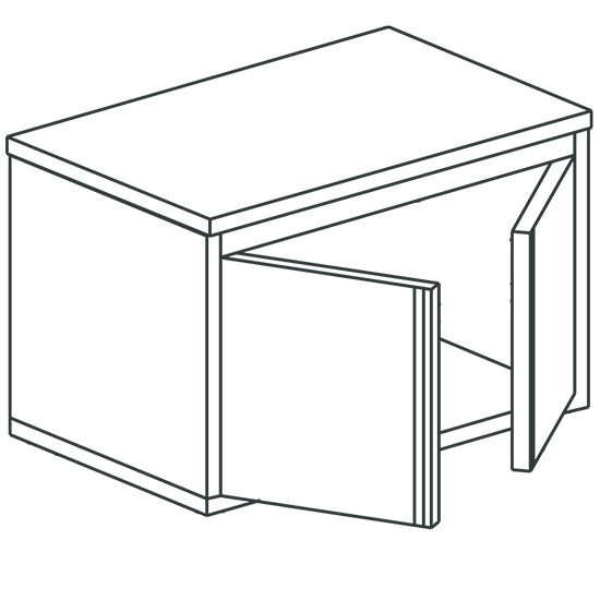 Schrank, mit 2 Flügeltüren, für Spüle, 900x700 mm