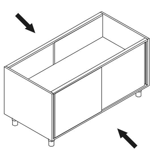 Schrank, beidseitig bedienbar, mit Schiebetüren, mit Zwischenboden, 1950x780 mm