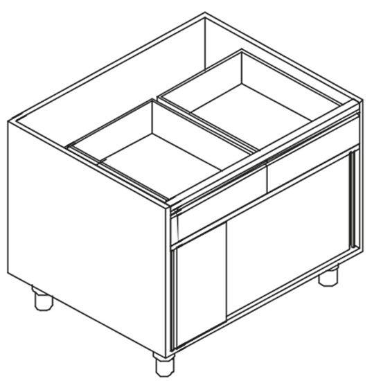 Schrank, mit 2 Schubladen, mit Schiebetüren, 900x780 mm