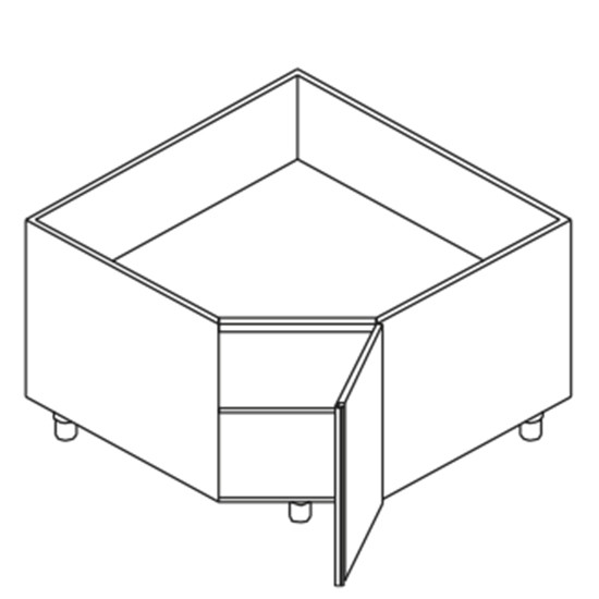 Schrank, Eck- Modell, mit Flügeltür, 1100x780 mm